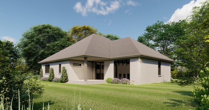 Rear view home rendering of the Apex model in the Summit Estates development.
