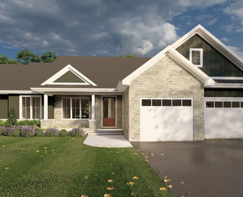 Front view home rendering of the Everest model in Summit Estates.