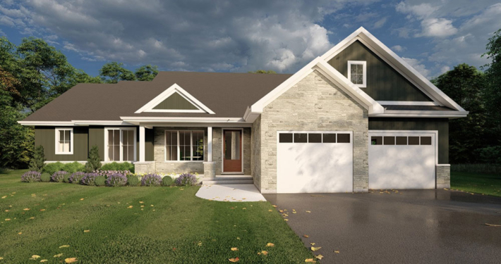 Front view home rendering of the Everest model in Summit Estates.