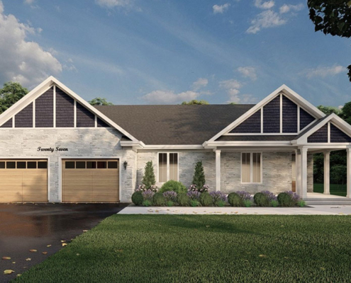 Front view home rendering of the Glacier model in the Summit Estates development.