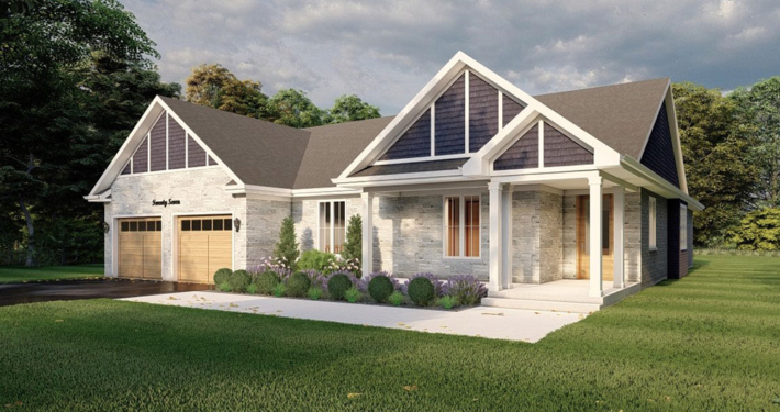 Front view home rendering of the Glacier model in the Summit Estates development.