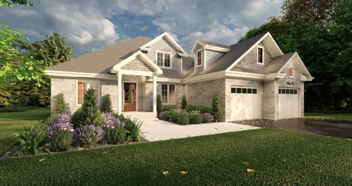 Side view home rendering of the Peak model in Summit Estates.